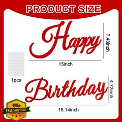 TONIFUL Red Felt Happy Birthday Sign Backdrop