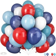 Red Blue White Balloons, 60 PCS 12 inch Navy Light Blue Red and White Balloon…