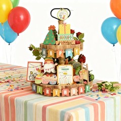 18 PCS Wooden Tiered Tray Decor Happy Birthday Sign Table Centerpiece Home