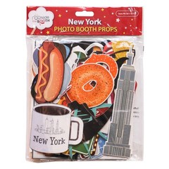 New York Photo Booth Props – 41-pc Black, Gold, Blue, Red, White