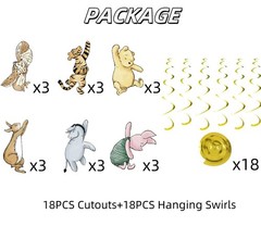 18Pcs Winnie Baby Shower Decorations Classic Pooh Hanging Decorations Swirls …