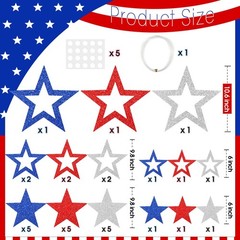 30 Pcs Large Patriotic Star Cutouts Paper Decorations 3 Sizes 6/9.8/10.6 Inch