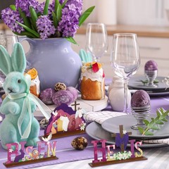 4 Pcs Easter Table Decorations He is Risen Tabletop Decorations Resurrection Sce