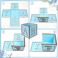 8 Set Baby Shower Centerpieces for Tables – 6 inch Wooden Boxes with Baby Let…