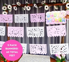 Fiestaconnect Pink/White Girl Shower – Shower Decorations