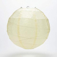 Quasimoon 20″ Ivory Round Paper Lantern, Crisscross Ribbing, Hanging Decorati…