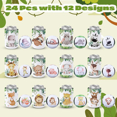 24 Count Jungle Safari Party Decorations Jungle Animals Can Cooler Sleeve Wild A