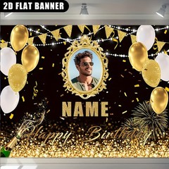 1pc 2D Golden Theme Personalized Birthday Tapestry Custom Poster Print Banner ❀
