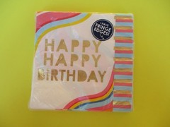 20 ct. HAPPY HAPPY BIRTHDAY napkins with FRINGE on edges 3-ply 6.5″