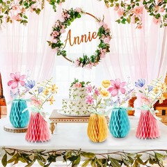 9 PCS Spring Wildflower Party Decorations Honeycomb Centerpiece 6.5 In