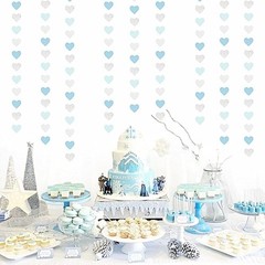Light-Blue White-Silver Party-Decoration Heart Garland – 52ft Baby Boy Shower…