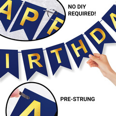 Navy Blue Birthday Party Decorations for Men Decor 100pcs Gold and Navy Blue Bal