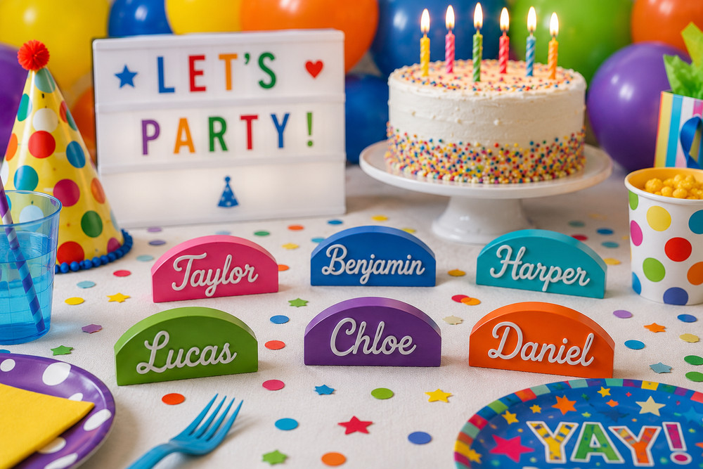 Personalized Name Place Cards | Kids Birthday Party Decorations