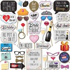 Bridal Shower Photo Booth Props – 41-pc Photo Booth Kit with 8 x 10-Inch Sign…