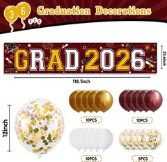 Maroon and Gold Graduation Decorations Yard Sign Banner Class of 2026 Maroon and