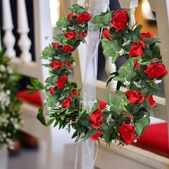 4 Pack Artificial Rose Vine Garland Fake Roses Flowers Plants Vines Hanging