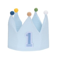 1st Birthday Crown Hat Reusable Party Hats with Elastic Band, Blue