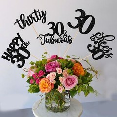 15-Pack Black 30th Birthday Centerpiece Sticks Cheers to 30 Years Table Toppers