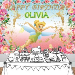 Tinkerbell Personalised Custom Banner Backdrop Party Supplies Birthday Gift
