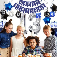 Complete Dark Blue 13th Birthday Party Kit – Banner & High-Quality Balloons