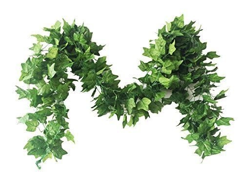 Botius 40 Ft Artificial Ivy Silk Vines Fake Hanging Leaves Dia:2.76″, Green