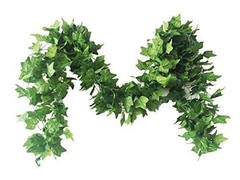 Botius 40 Ft Artificial Ivy Silk Vines Fake Hanging Leaves Dia:2.76″, Green