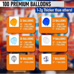 ALL-IN-1 Blue and Orange White Balloons Arch Kit & Garland – Small and Lar