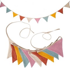 Fabric Bunting Banner, 2 Pack Handmade Neutral String Banner Each 8.5 ft 10 F…