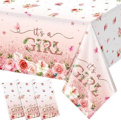 3 Pack Floral Baby Shower Tablecloth Decorations, It’s a 3 Pack, Multi Color