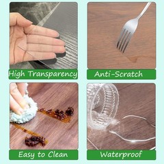 Kasepie 2mm PVC Clear Table Cover Protector 24×36″ Plastic Tablecloth