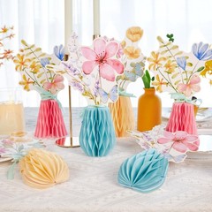 9 PCS Spring Wildflower Party Decorations Honeycomb Centerpiece 6.5 In