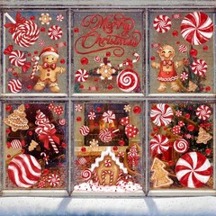 DULEFUN Christmas Window Clings, Gingerbread Man Candy Window’s Stickers Red