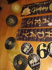 Happy 60th Birthday Party Yard Sign Set Black Gold 60 Birthday Banner Lot (N452)