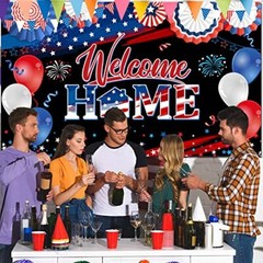 Welcome Home Banner Decoration Patriotic Welcome Home Backdrop Large Fabric