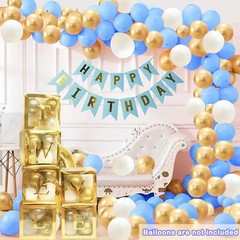 Baby Boxes with Letters, 6 Transparent Balloon 6 PCS, Golden Box