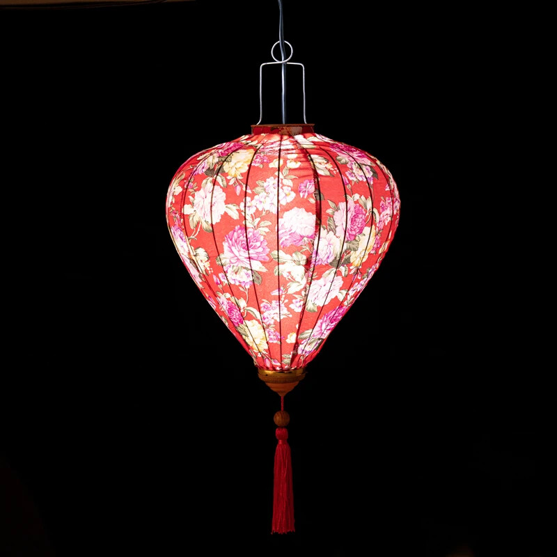 Floral Hanging Lantern Cloth Lantern Chinese New Year Festival Outdoor Decor