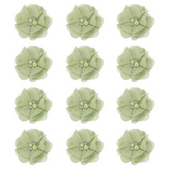 12Pcs 2″ Chiffon Flowers with Rhinestone Pearl Sewing Fabric Flowers, Green