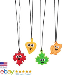 4pcs Cute Kids Cartoon Smiley Face Leaf Necklace Party Classroom Gift Favors Toy
