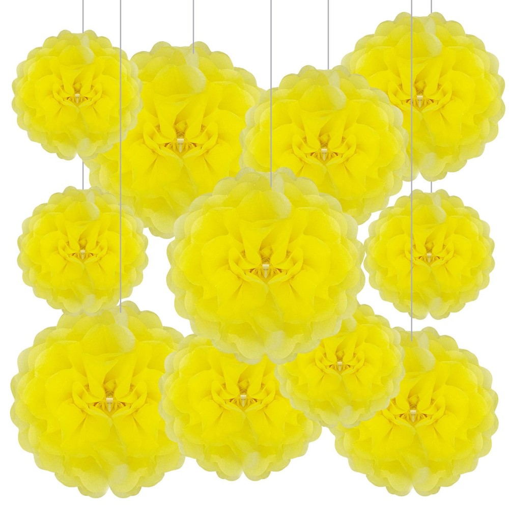 Light Yellow Tissue Paper Pom Poms Flowers 6/10/12/14 Inch 20 PCS Decoration