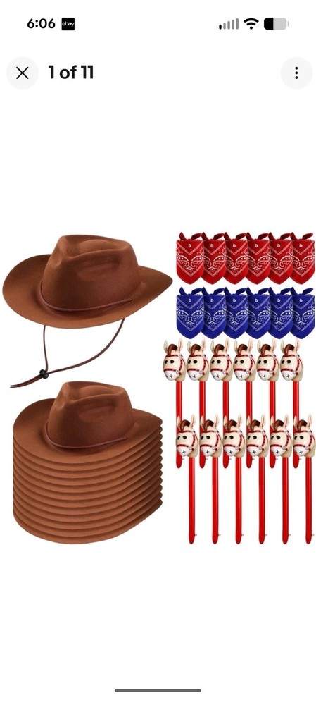 36 Pcs Cowboy Party Costume Set, Cowboy Hats Paisley Bandanas Inflatable Stic…