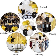 Birthday Decorations for Men Women, Black and Gold Balloons Party Decorations…