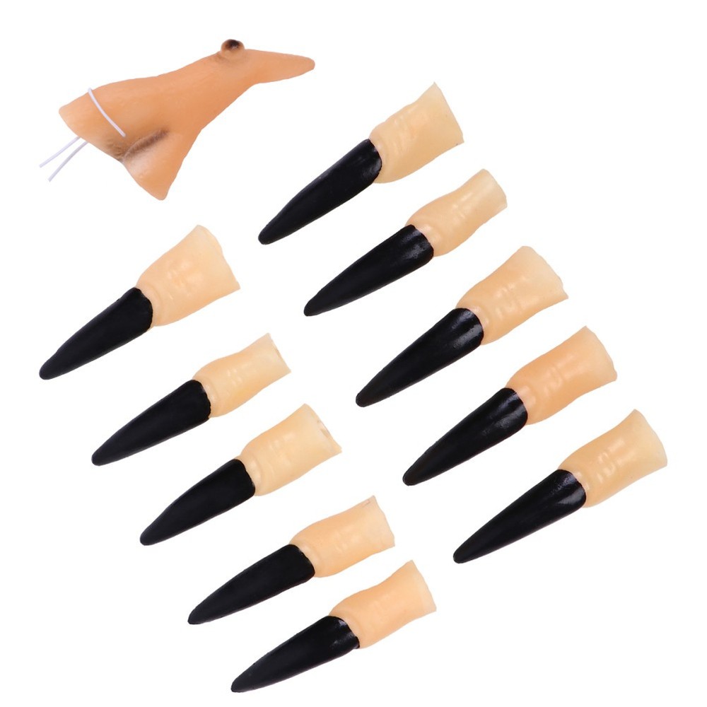 11Pcs Halloween Decorative Zombie Fingernail Finger Trick Prop Witch Nose
