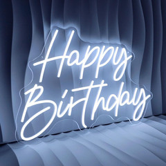Large Happy Birthday Neon Sign – LED Light for Party Backdrop 21.65″x14.96