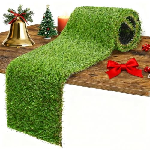 Artificial Grass Table Runner 36 Inches for Christmas Mantel Decor 12″ x 36″