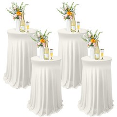 Tegeme 4 Packs Round Spandex Cocktail Tablecloths Skirt 32 X 43 Inch Cocktail