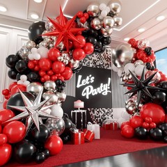 Red White and Black Balloon Garland Arch Kit, Red and Black Party Decorations…