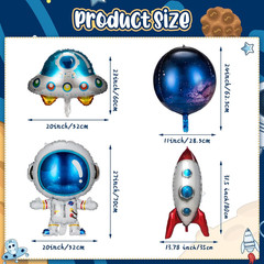 8 Pieces Outer Galaxy Space Balloons Large Inflatable Rocket Astronaut Earth Spa