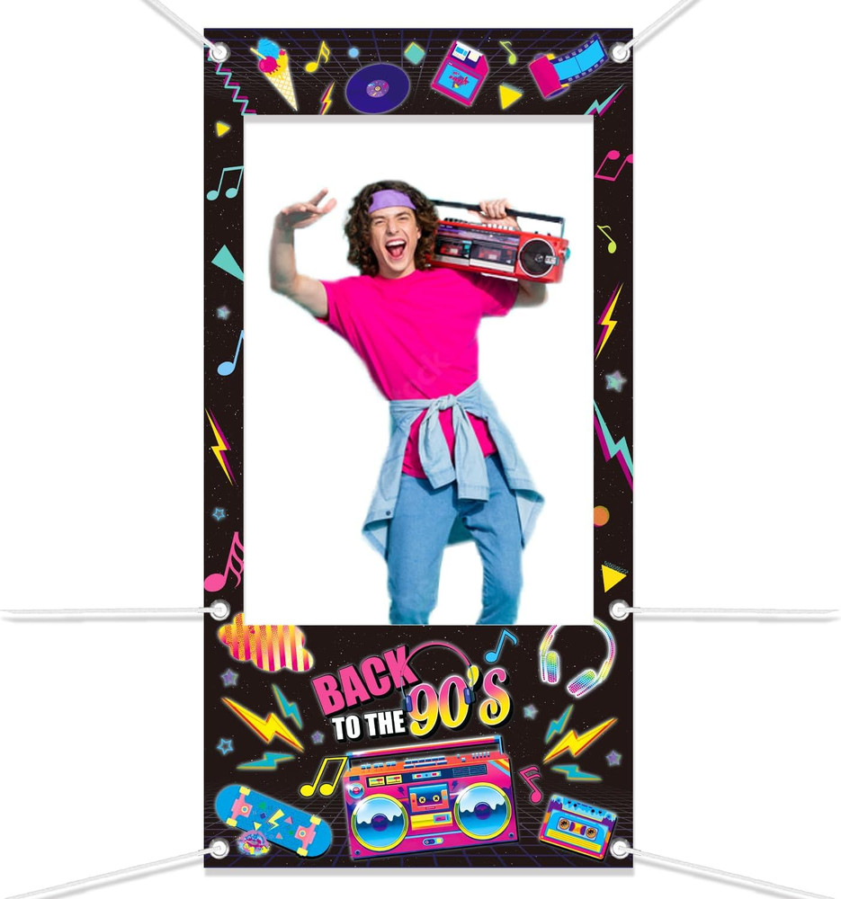 90s Party Decorations Photo Booth Props – 1990s Throwback Theme Party Frame &…