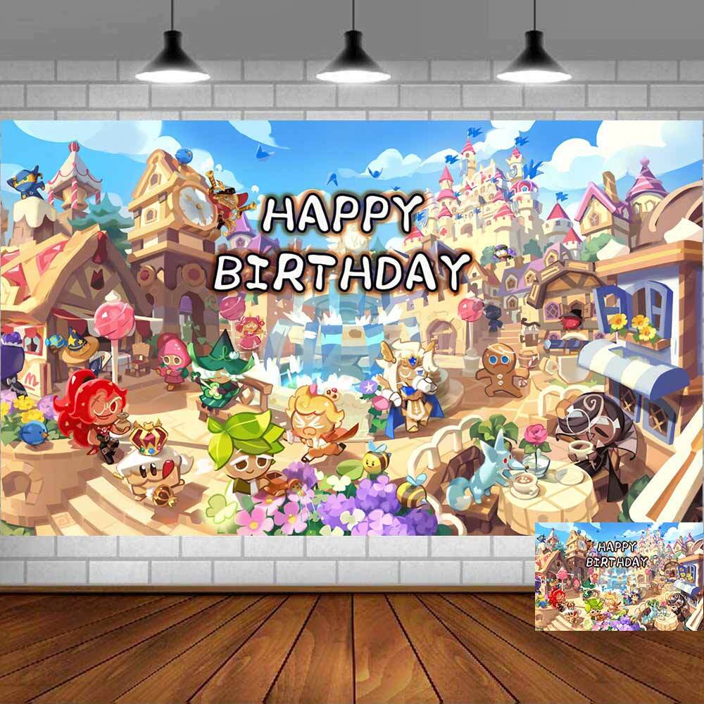 Cookie Run Party Supplies Birthday Backdrop Banner Birthday Gift Vinyl 5x3ft