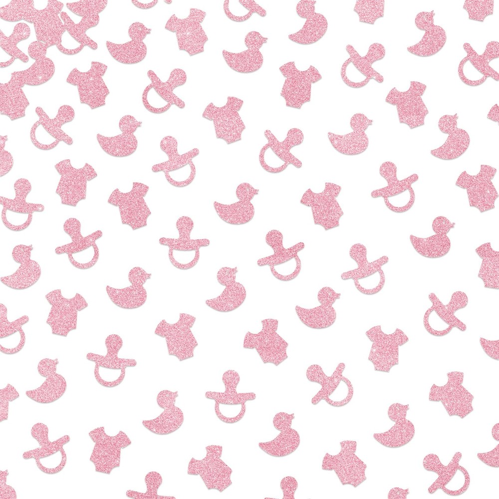 150Pcs Baby Shower Gender Reveal Decorations Girls Pink Glitter Table Decor